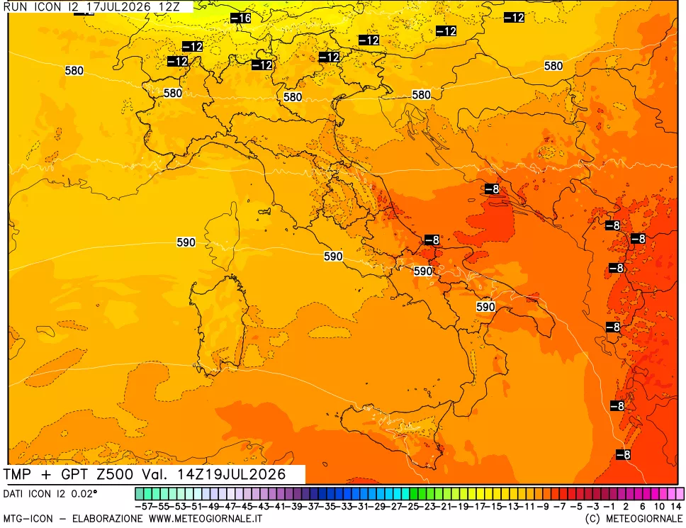 mappa 500 hPa Temp + GPT