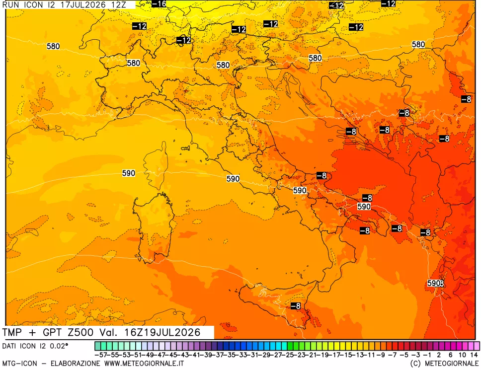 mappa 500 hPa Temp + GPT