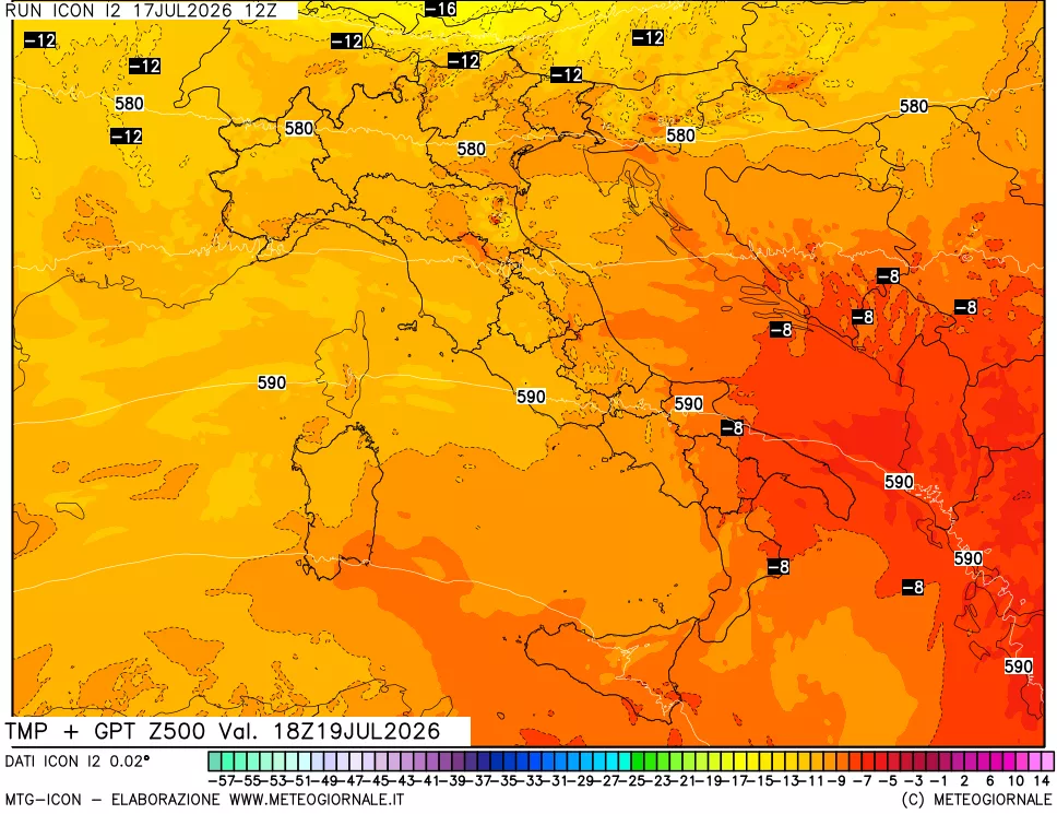 mappa 500 hPa Temp + GPT