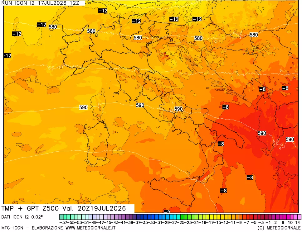 mappa 500 hPa Temp + GPT