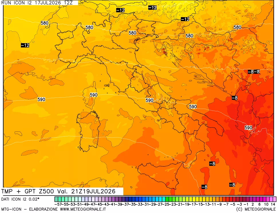 mappa 500 hPa Temp + GPT