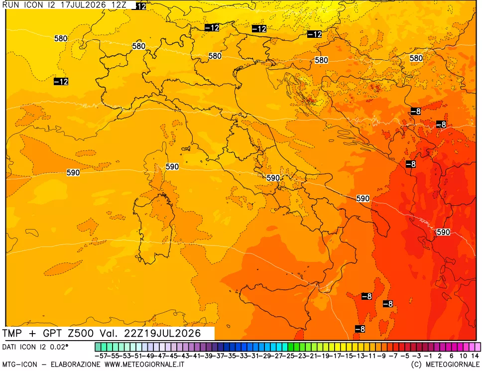 mappa 500 hPa Temp + GPT