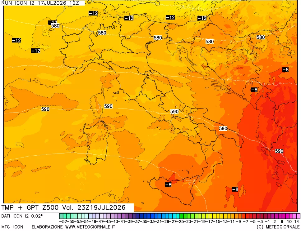 mappa 500 hPa Temp + GPT