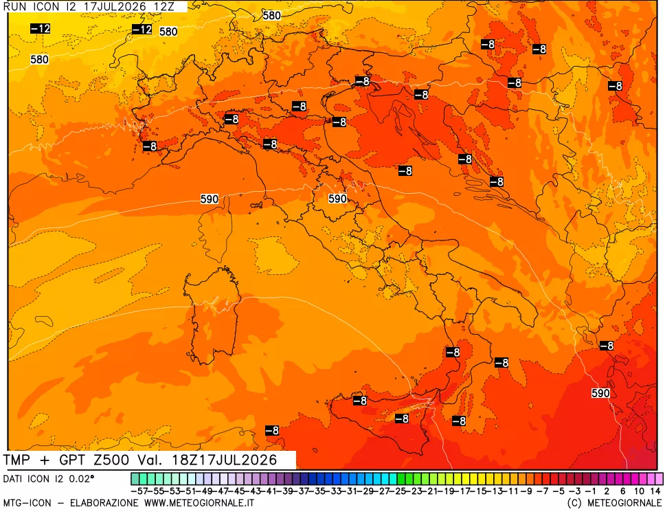mappa 500 hPa Temp + GPT