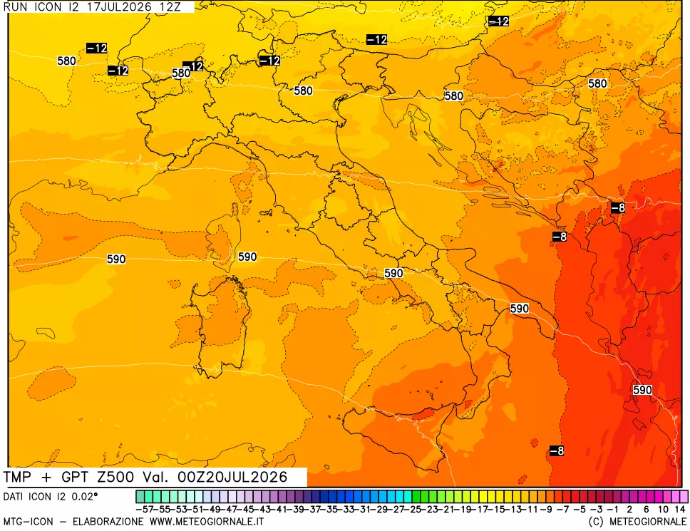 mappa 500 hPa Temp + GPT