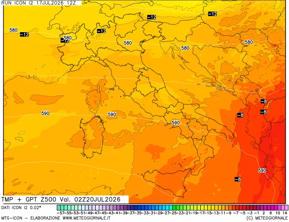 mappa 500 hPa Temp + GPT