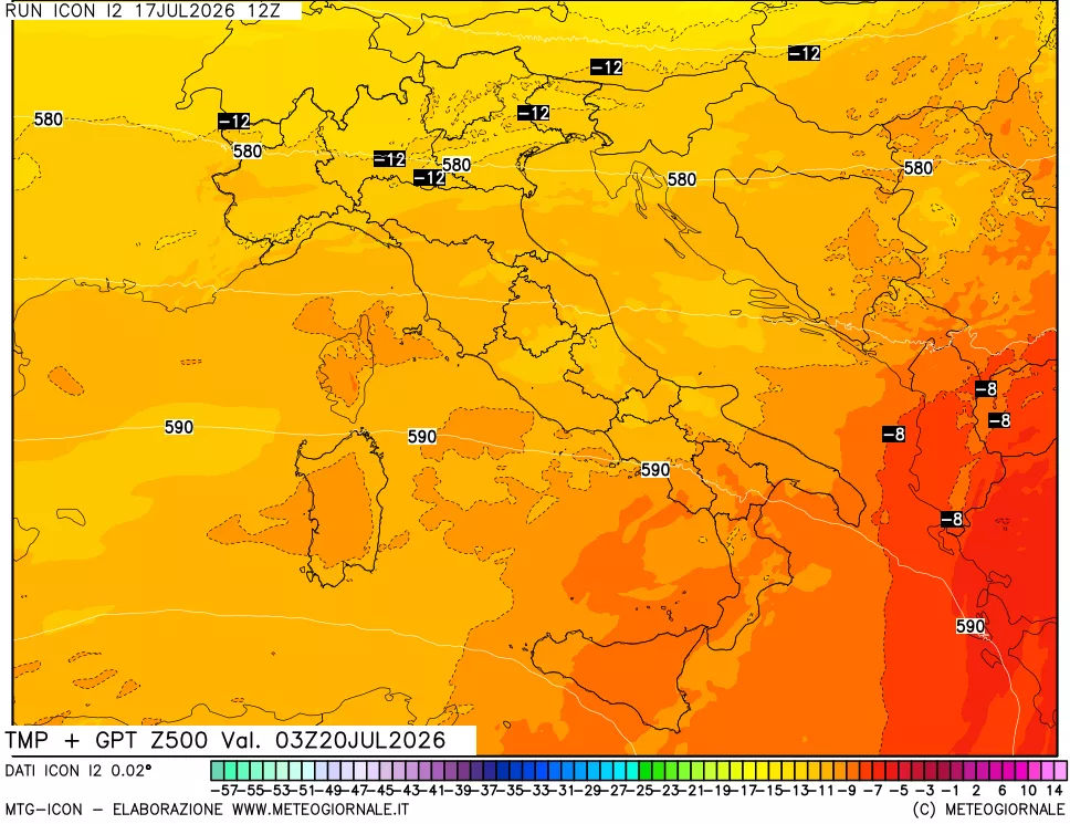 mappa 500 hPa Temp + GPT