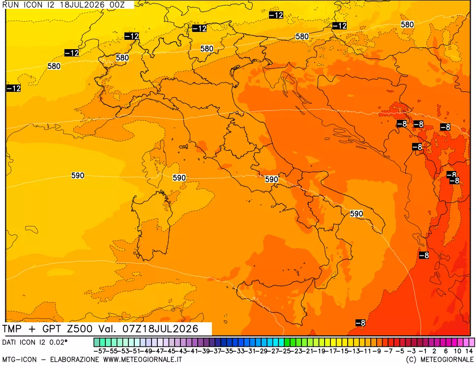 mappa 500 hPa Temp + GPT