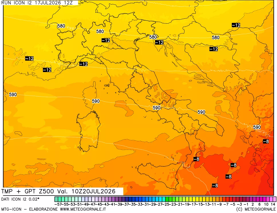 mappa 500 hPa Temp + GPT
