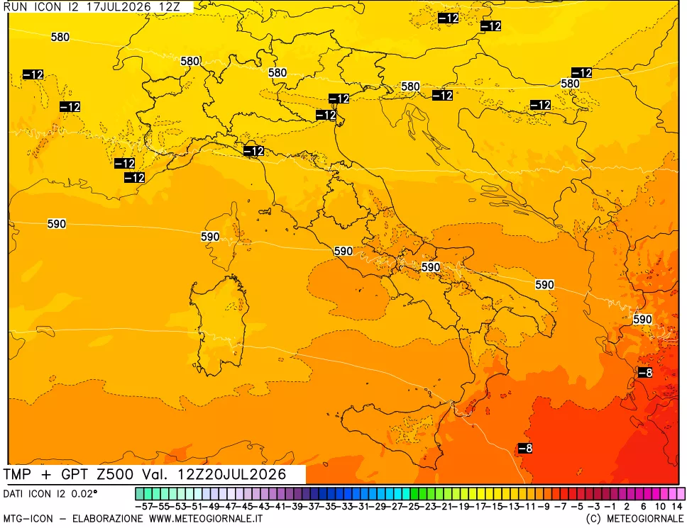 mappa 500 hPa Temp + GPT