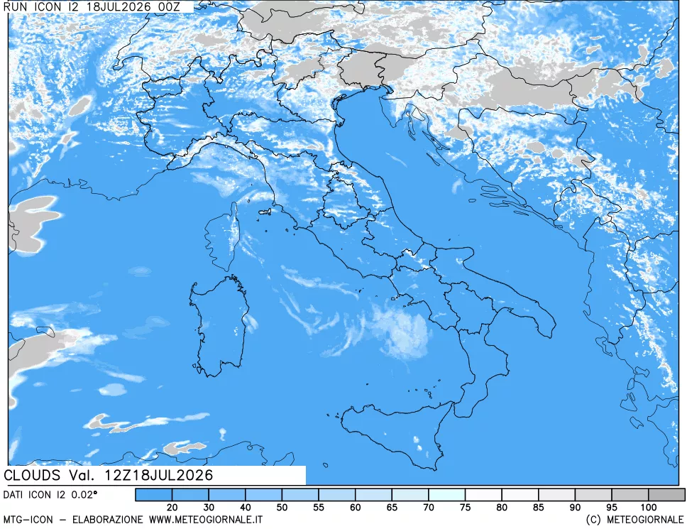 mappa Nuvolosit&agrave; totale