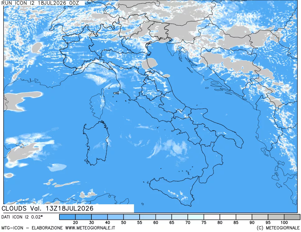 mappa Nuvolosit&agrave; totale
