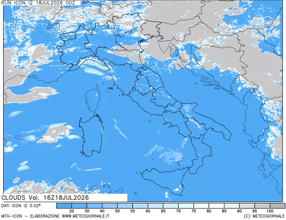 mappa Nuvolosit&agrave; totale