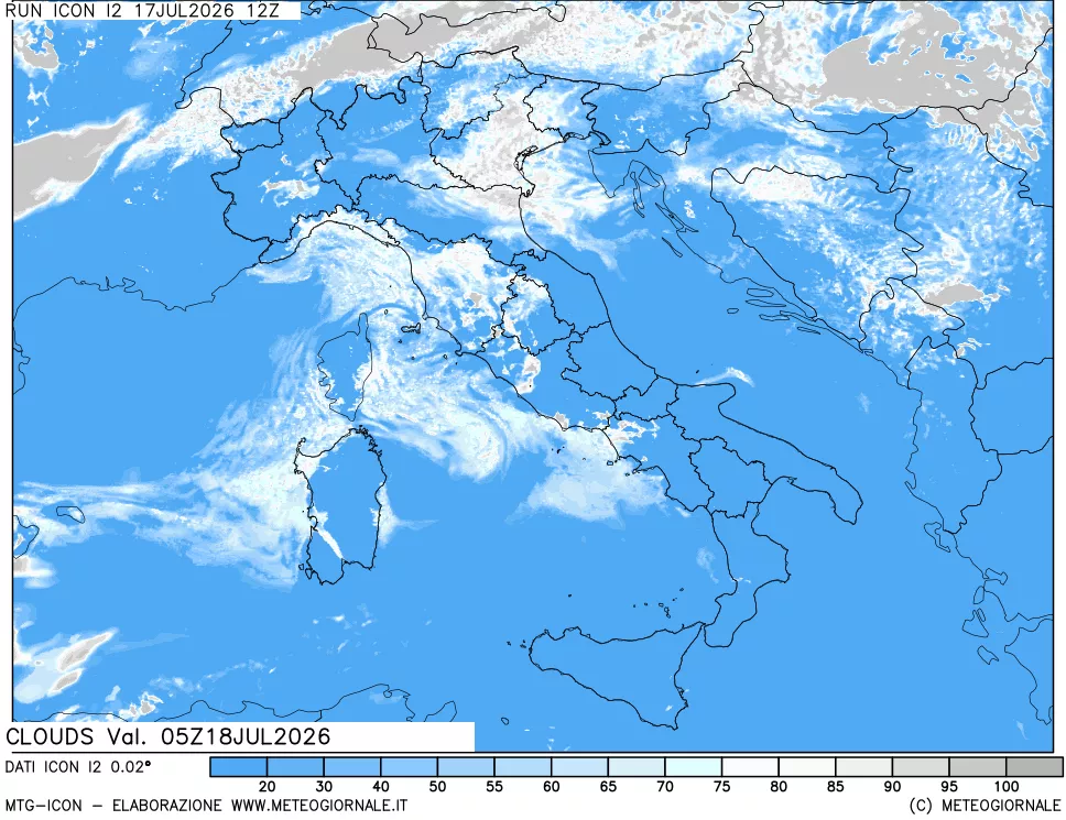 mappa Nuvolosit&agrave; totale