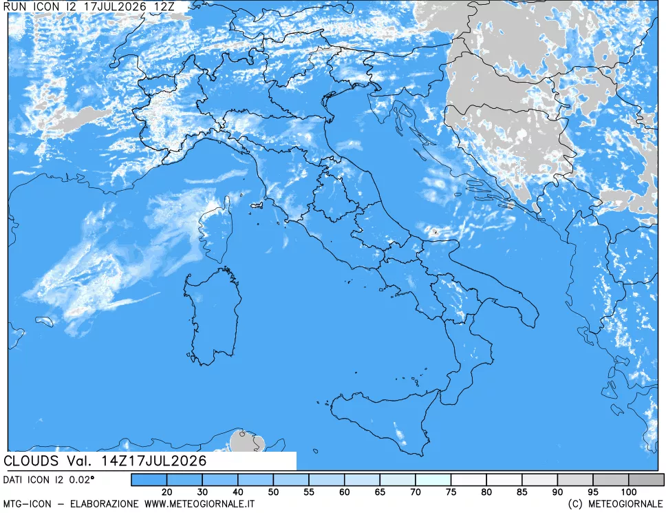 mappa Nuvolosit&agrave; totale