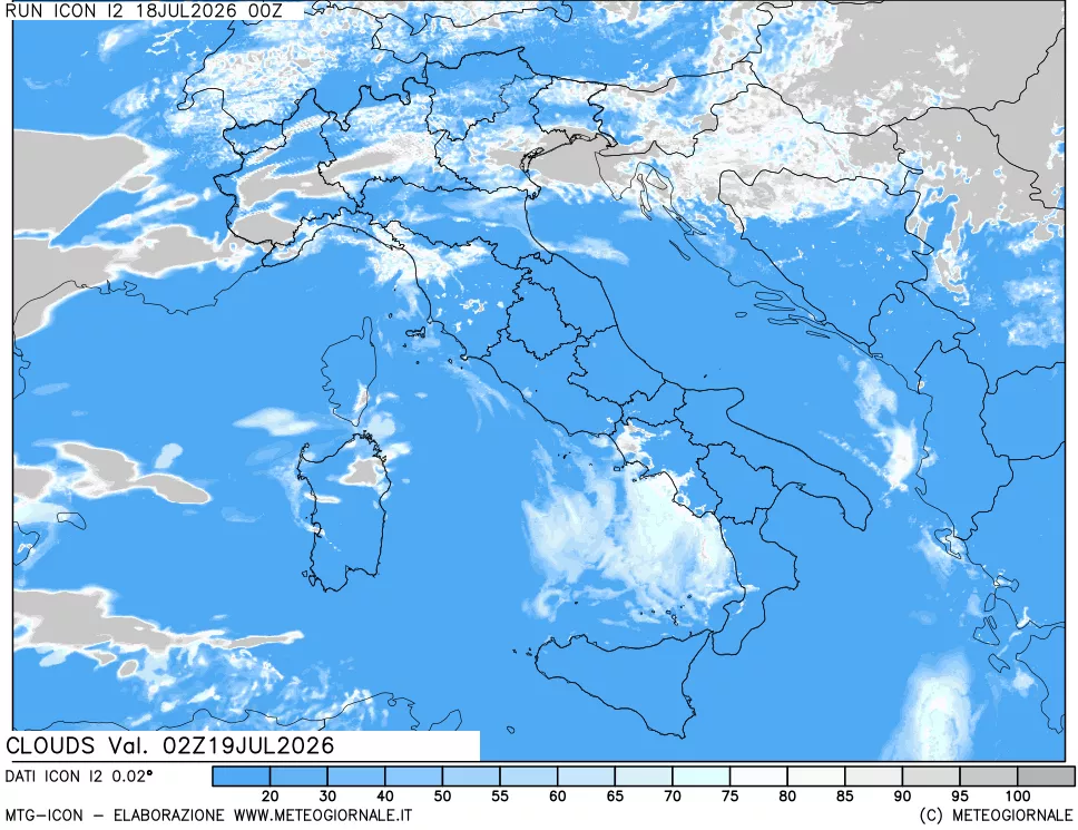 mappa Nuvolosit&agrave; totale