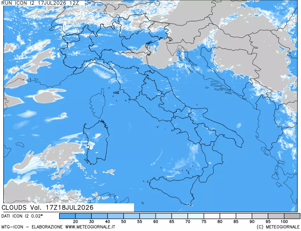 mappa Nuvolosit&agrave; totale