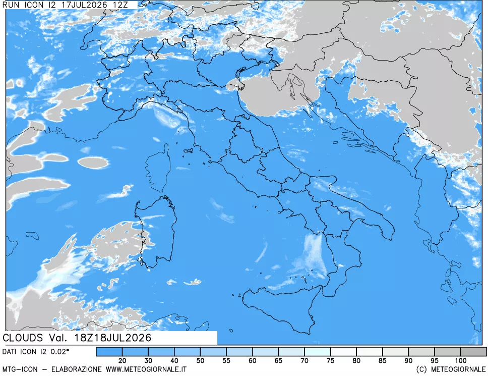 mappa Nuvolosit&agrave; totale