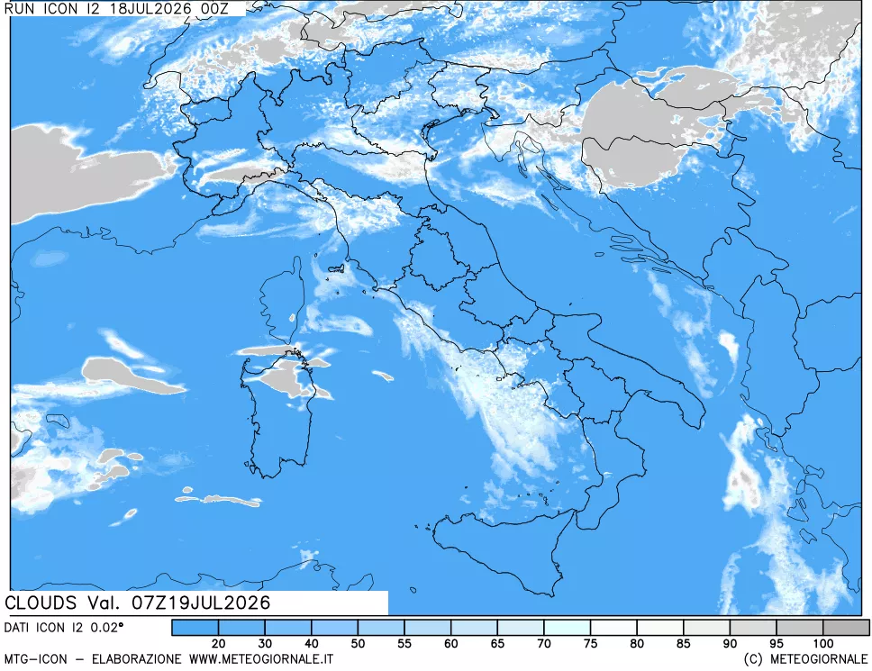 mappa Nuvolosit&agrave; totale