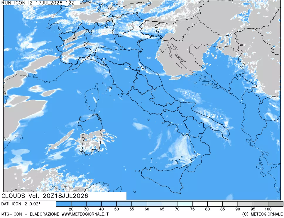 mappa Nuvolosit&agrave; totale
