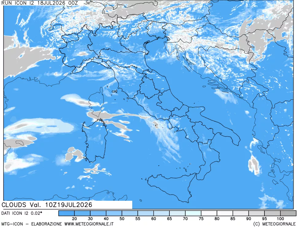 mappa Nuvolosit&agrave; totale