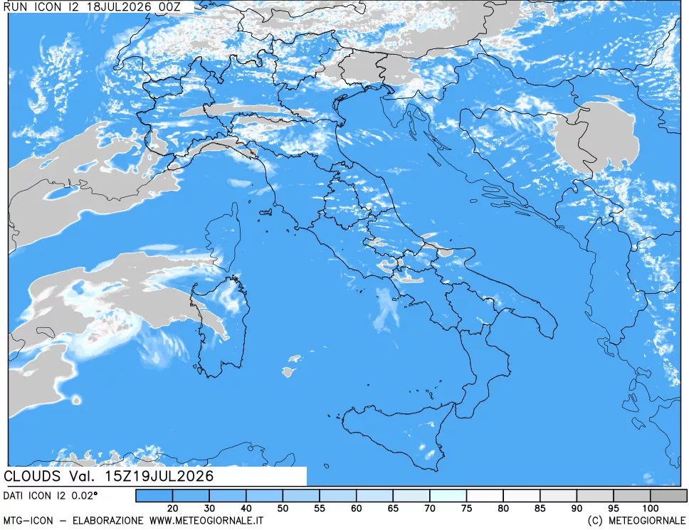 mappa Nuvolosit&agrave; totale