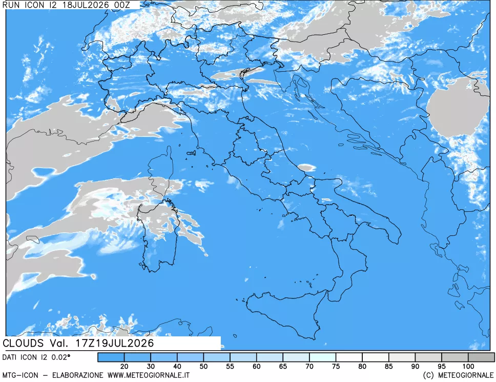 mappa Nuvolosit&agrave; totale