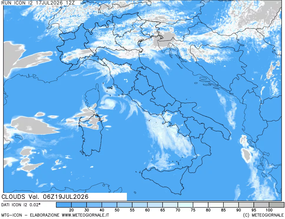 mappa Nuvolosit&agrave; totale