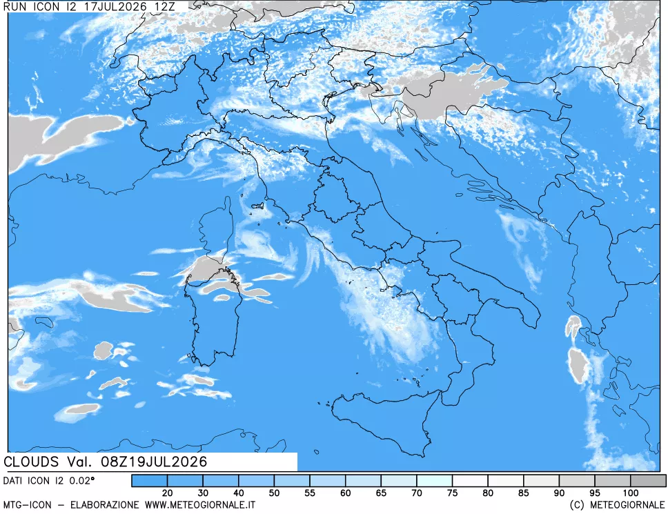 mappa Nuvolosit&agrave; totale