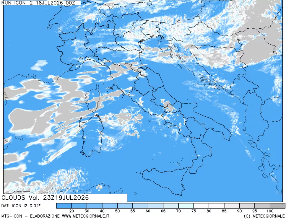 mappa Nuvolosit&agrave; totale