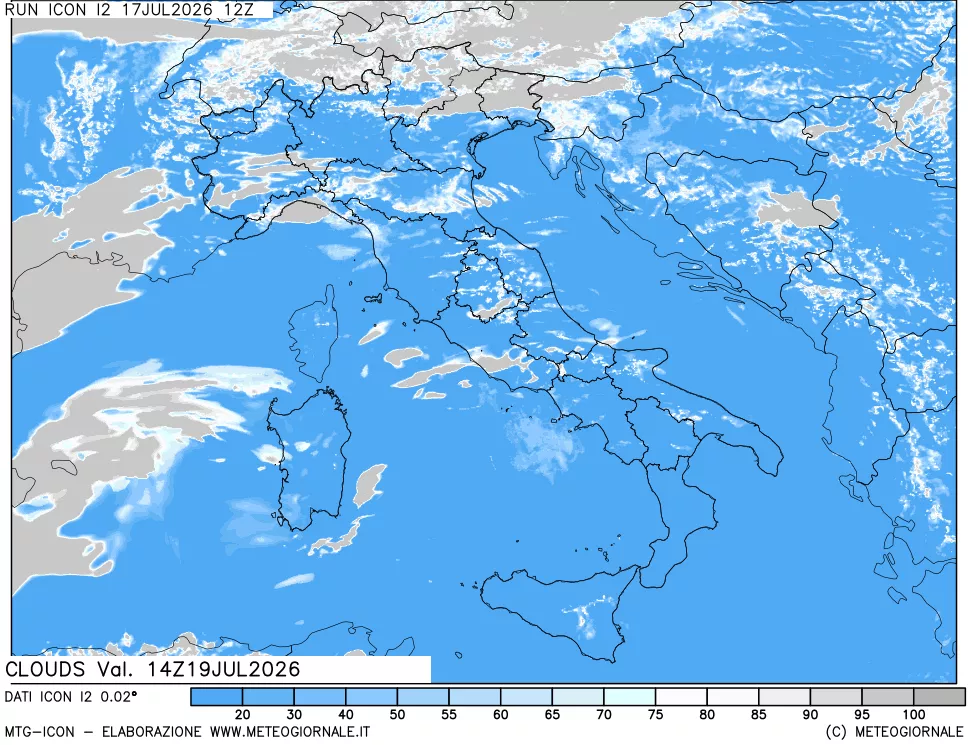 mappa Nuvolosit&agrave; totale