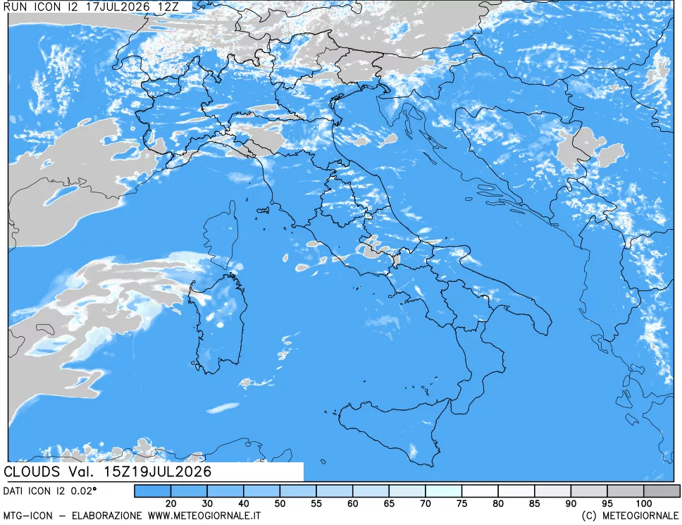 mappa Nuvolosit&agrave; totale
