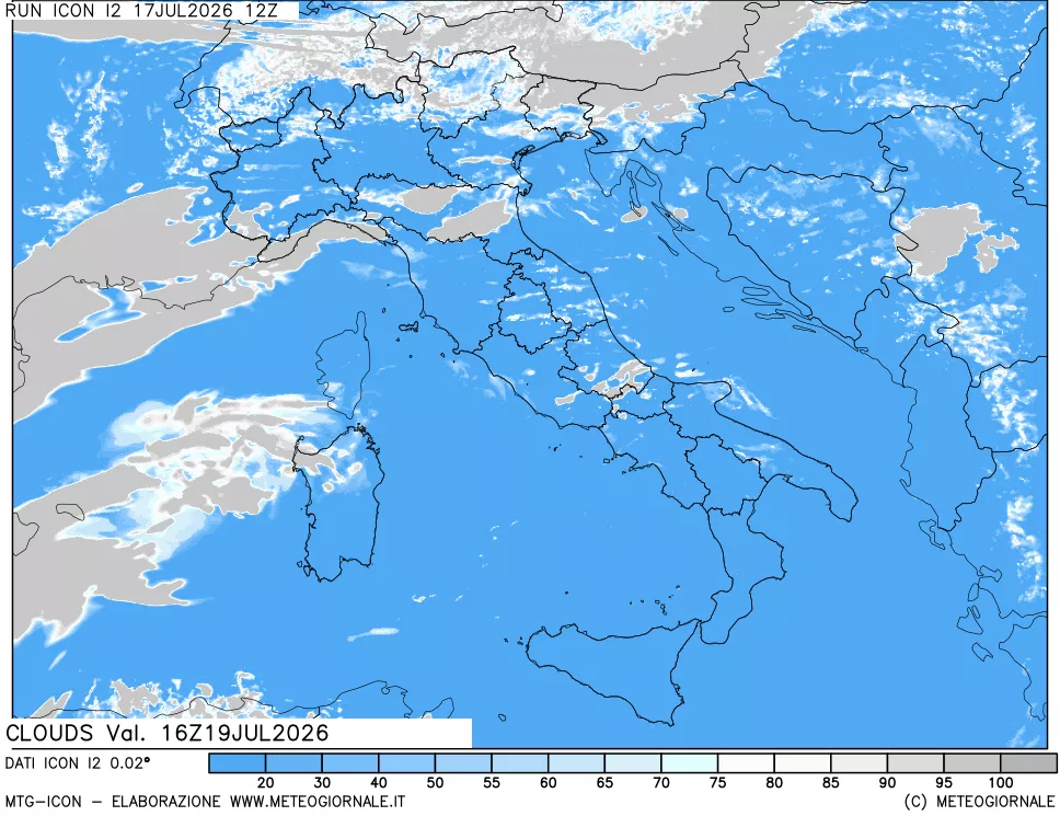 mappa Nuvolosit&agrave; totale