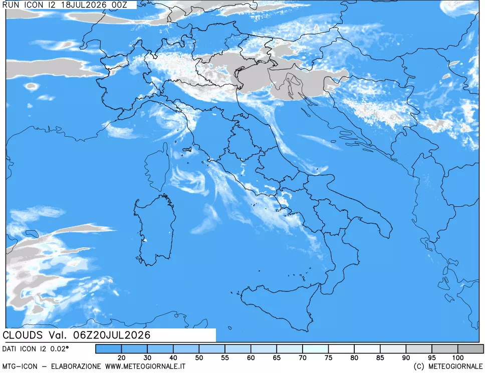 mappa Nuvolosit&agrave; totale
