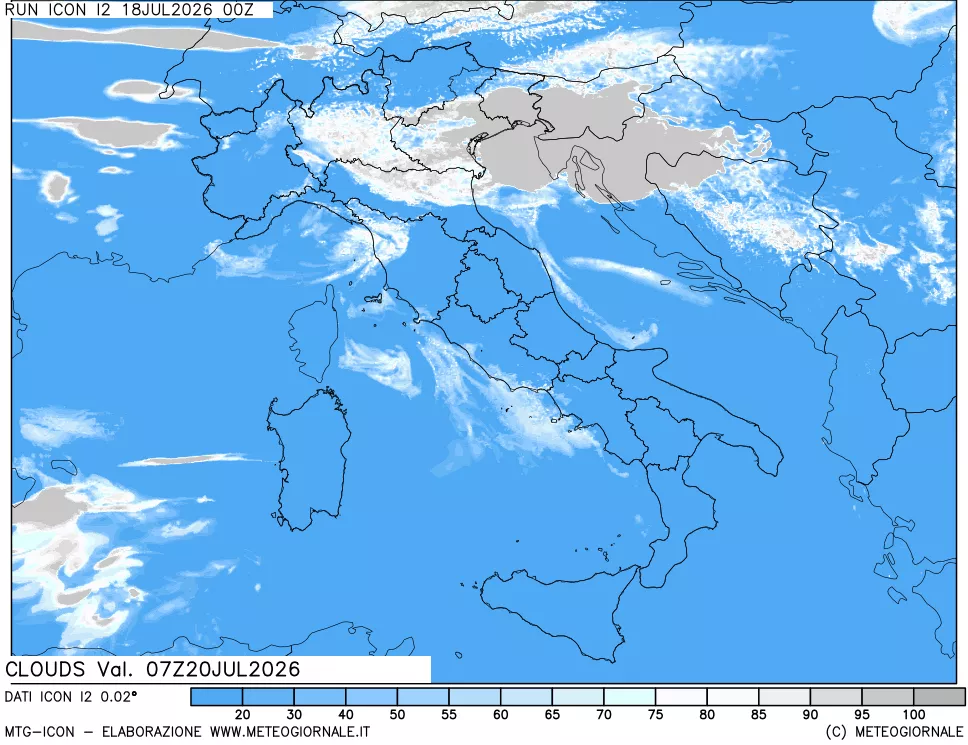 mappa Nuvolosit&agrave; totale