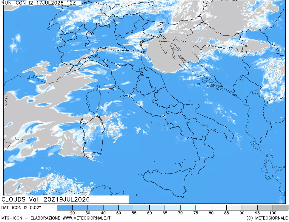 mappa Nuvolosit&agrave; totale
