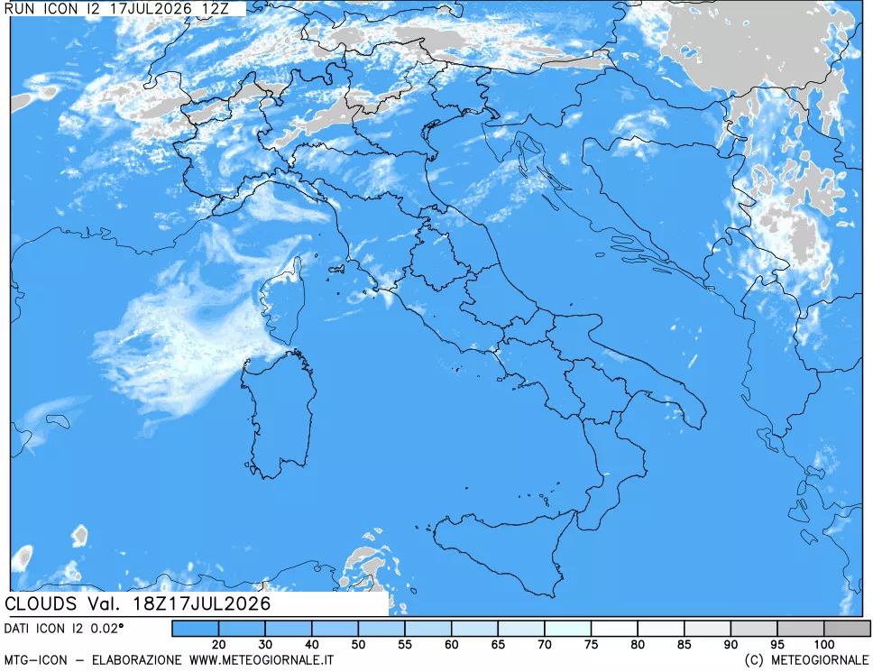 mappa Nuvolosit&agrave; totale