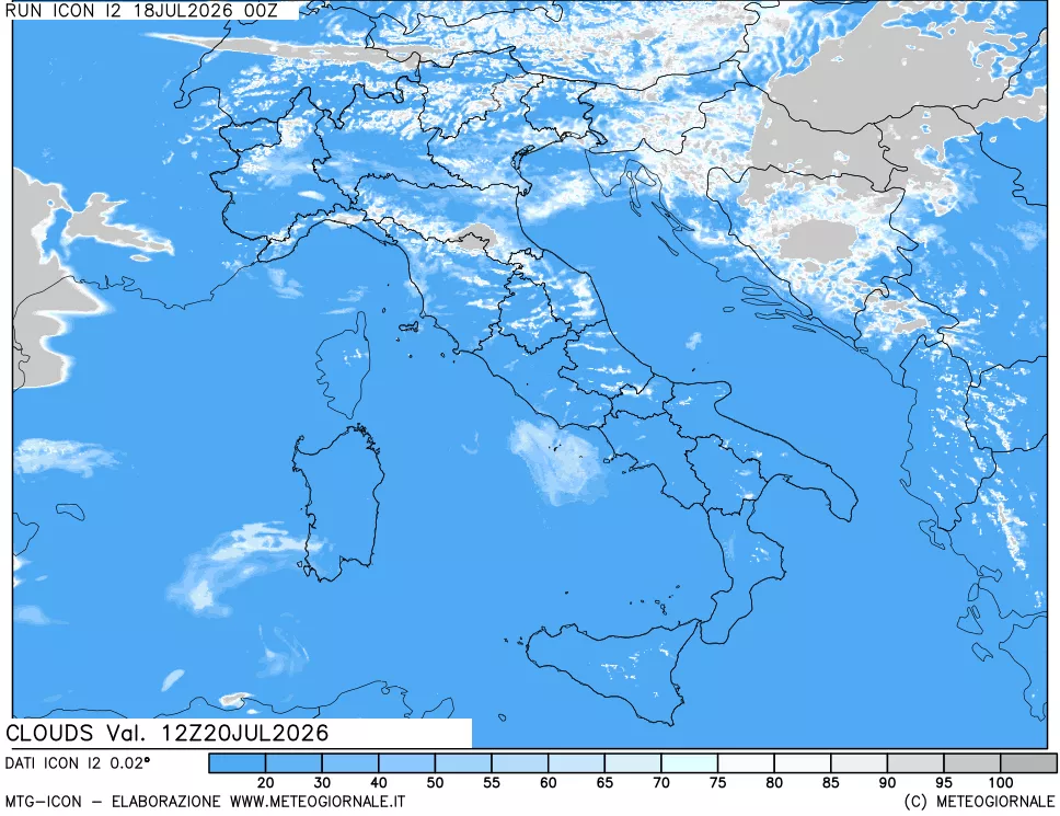 mappa Nuvolosit&agrave; totale