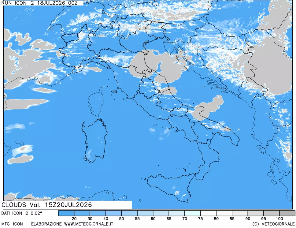 mappa Nuvolosit&agrave; totale