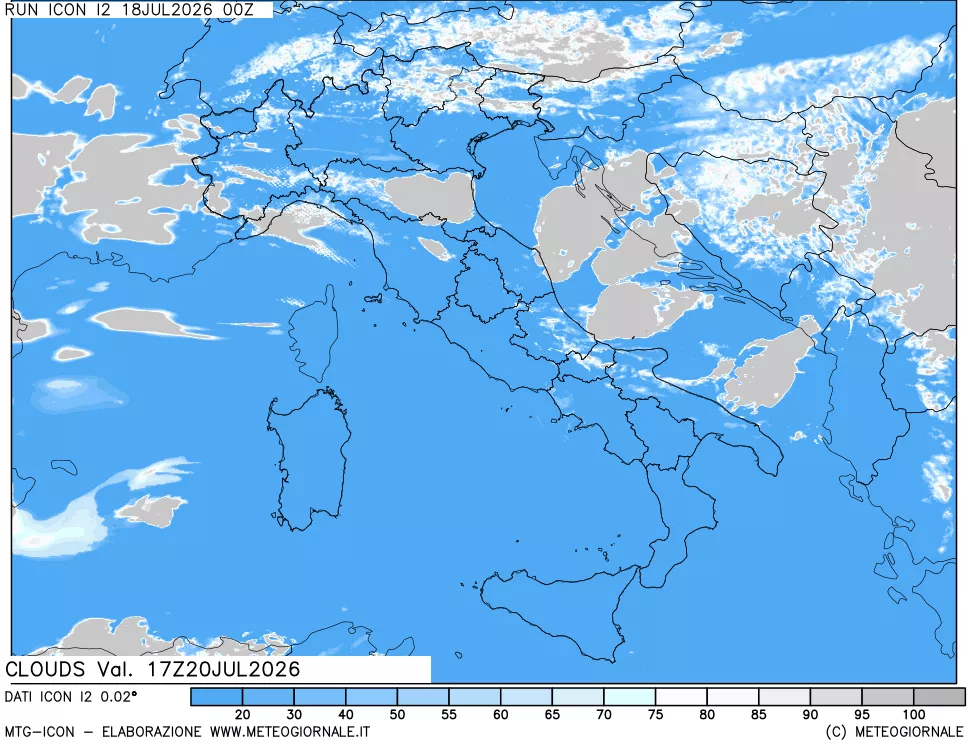 mappa Nuvolosit&agrave; totale