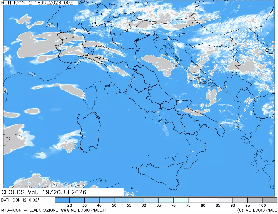 mappa Nuvolosit&agrave; totale