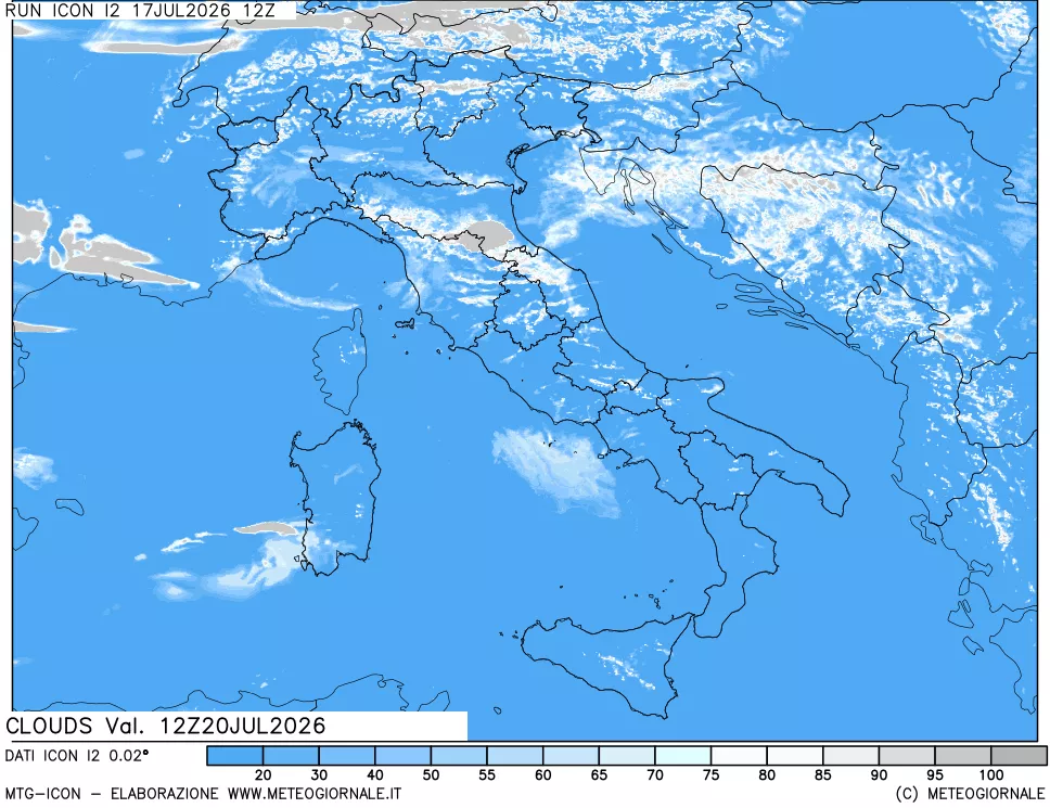 mappa Nuvolosit&agrave; totale