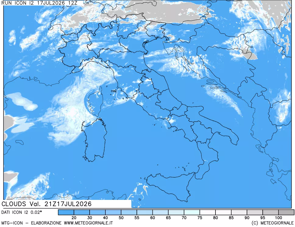 mappa Nuvolosit&agrave; totale