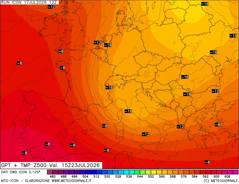 mappa 500 hPa GPT + Temp