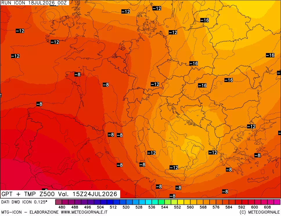 mappa 500 hPa GPT + Temp