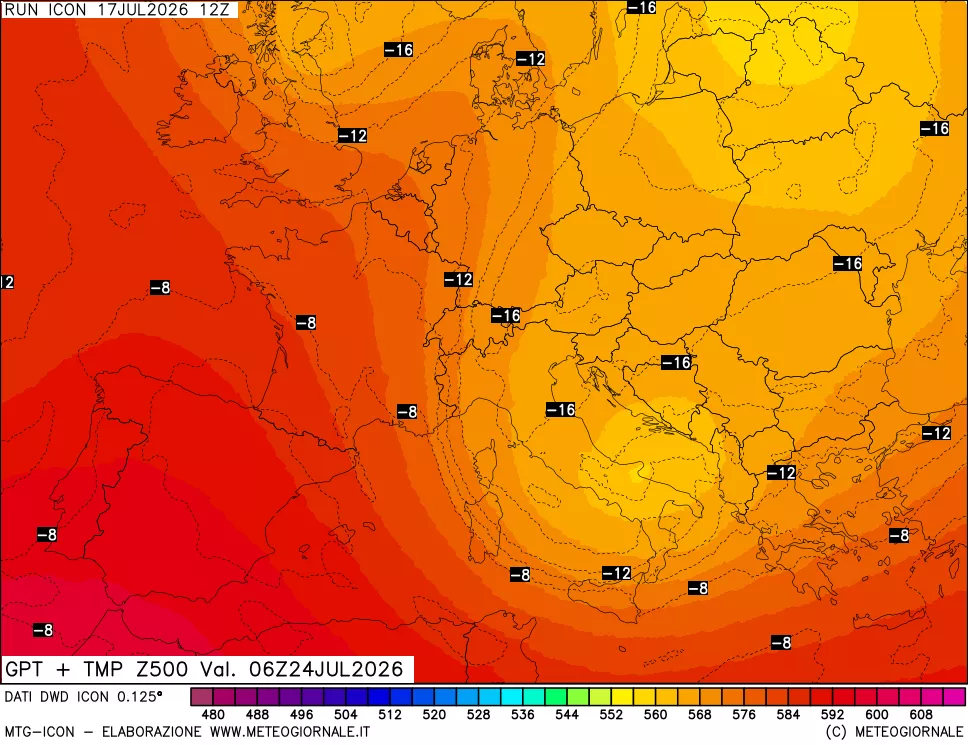 mappa 500 hPa GPT + Temp