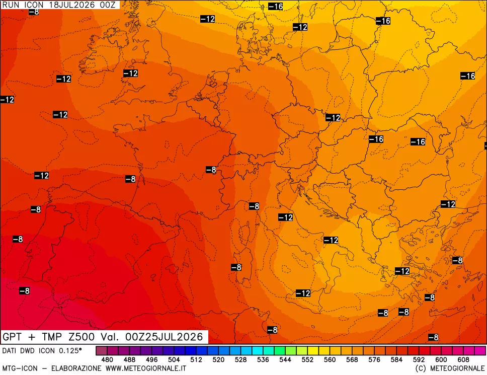 mappa 500 hPa GPT + Temp