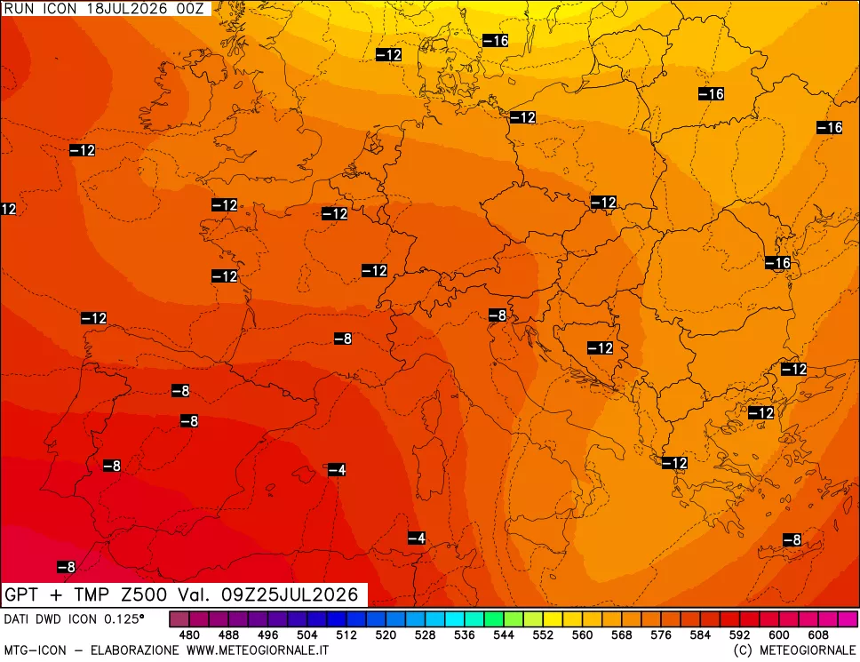 mappa 500 hPa GPT + Temp