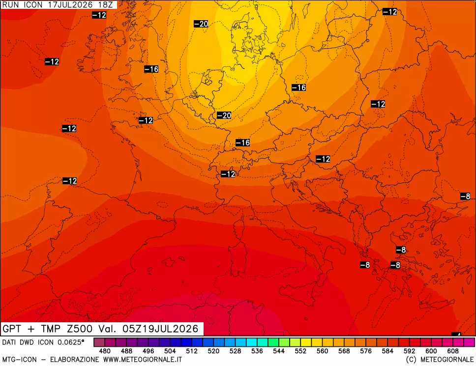 mappa 500 hPa GPT + Temp