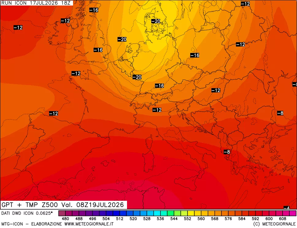 mappa 500 hPa GPT + Temp